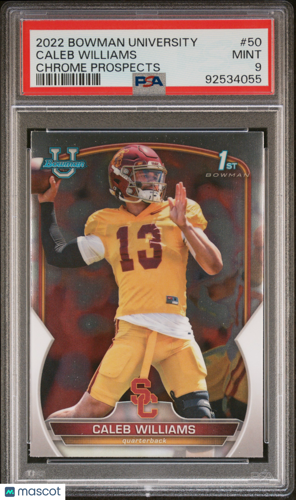 Caleb Williams 2022 Bowman University Chrome Prospects #50 PSA 9
