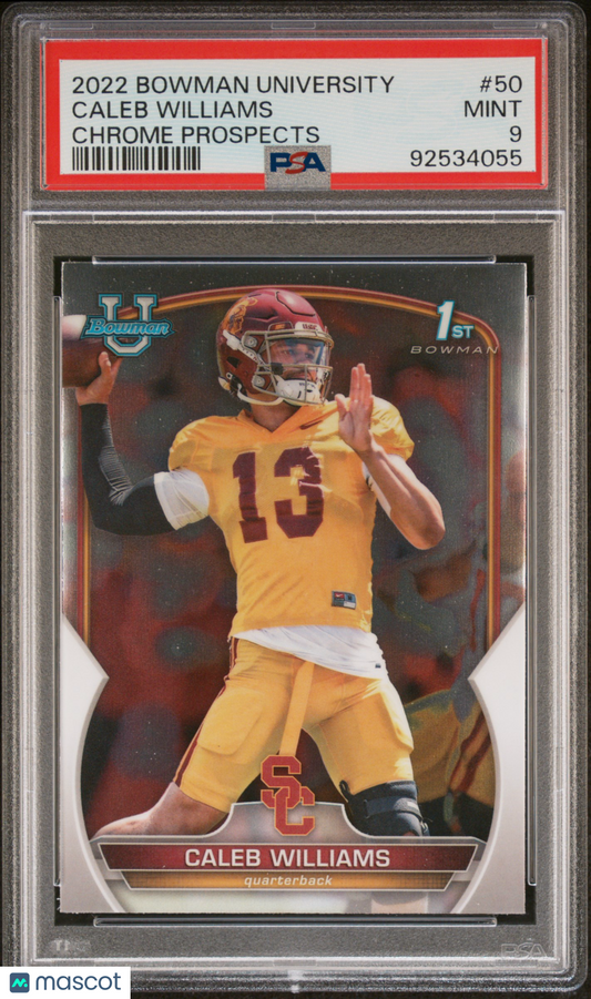 Caleb Williams 2022 Bowman University Chrome Prospects #50 PSA 9