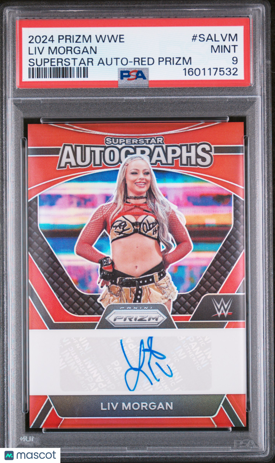 LIV Morgan 2024 Panini Prizm WWE Superstar Autographs #SALVM Red /99 PSA 9