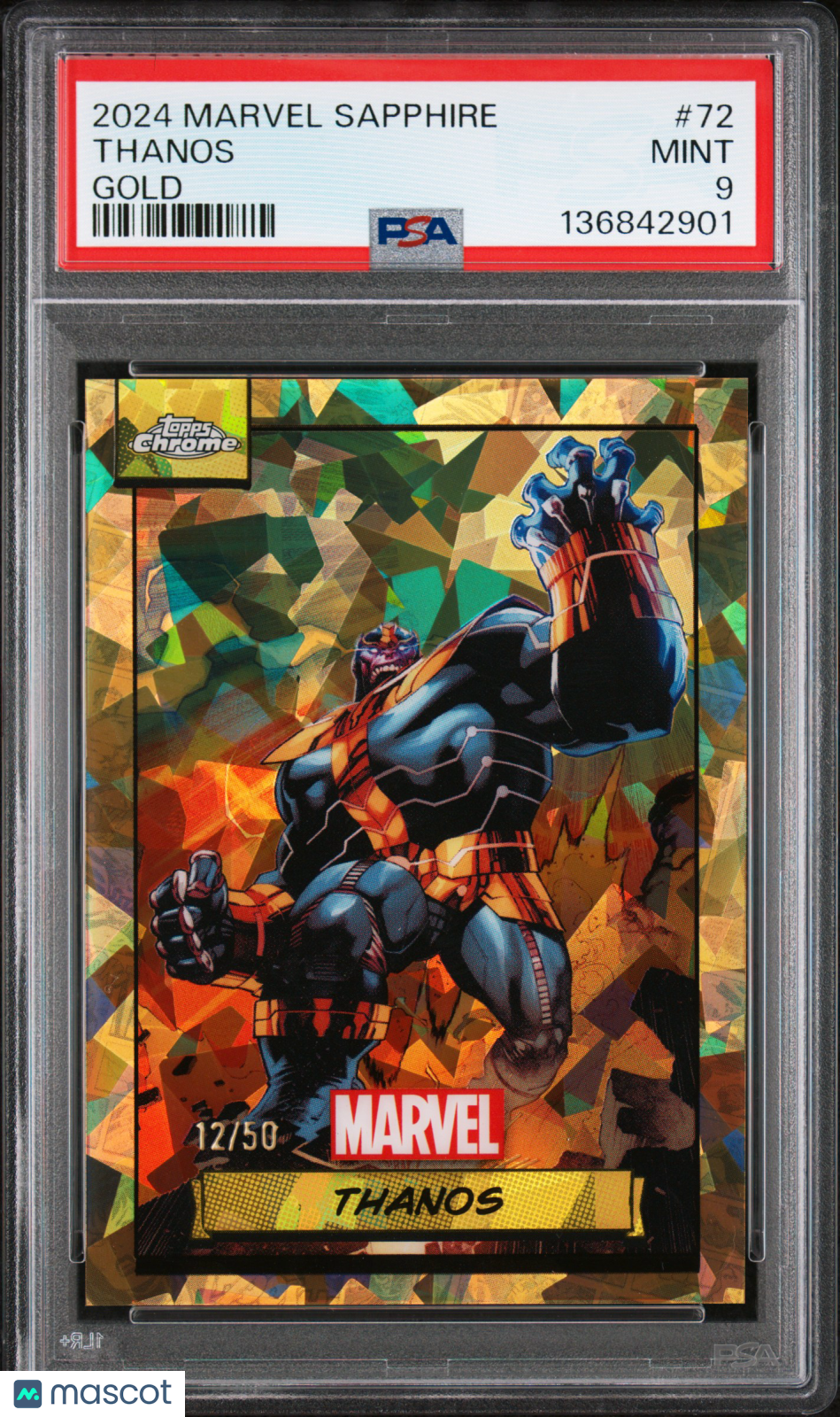 2024 Topps Chrome Marvel Sapphire Edition Thanos 12/50 #72 PSA 9