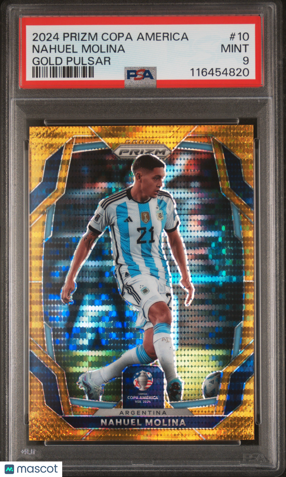 Nahuel Molina 2024 Panini Prizm Conmebol Copa America #10 Gold Pulsar 6/10 PSA 9
