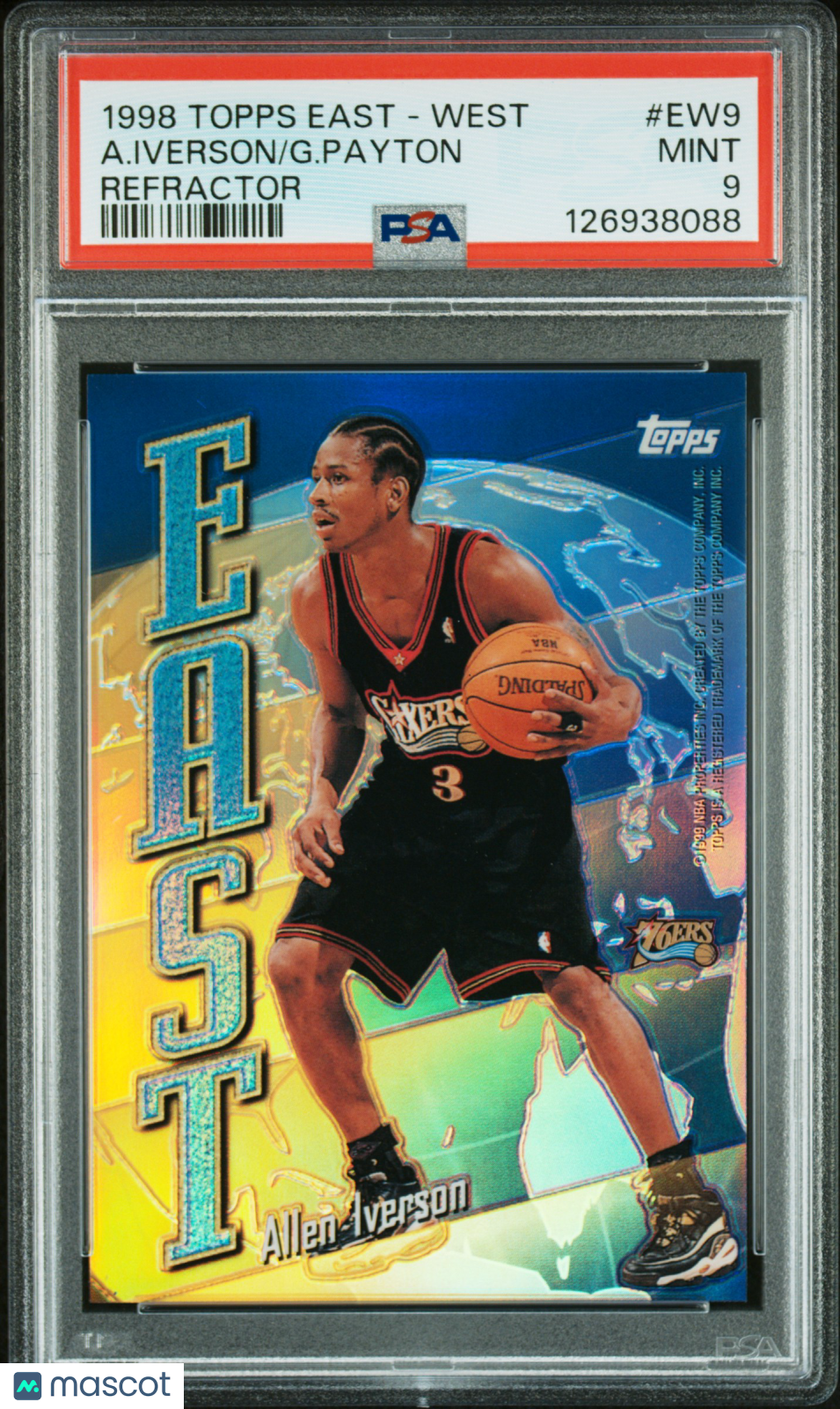 Gary Payton Allen Iverson 1998 Topps East - West #EW9 Refractor PSA 9