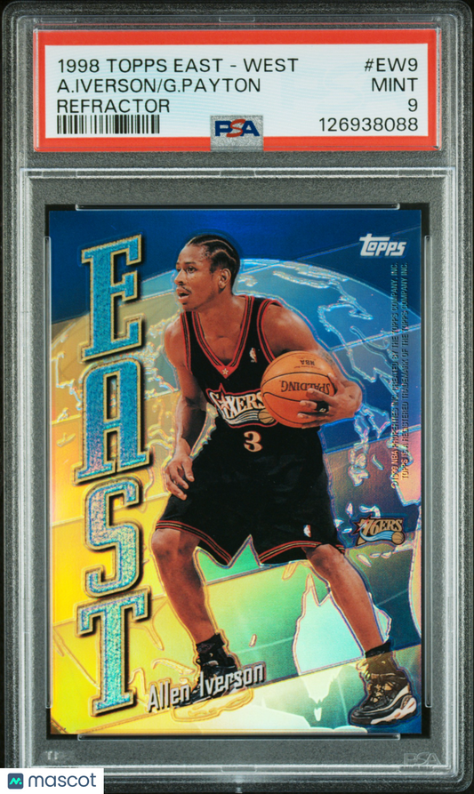 Gary Payton Allen Iverson 1998 Topps East - West #EW9 Refractor PSA 9